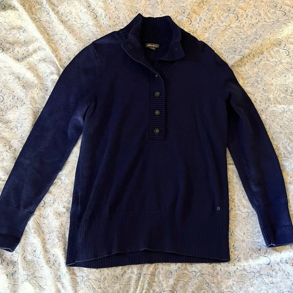 Eddie Bauer 1/4 Button Sweater Blue Women’s Large